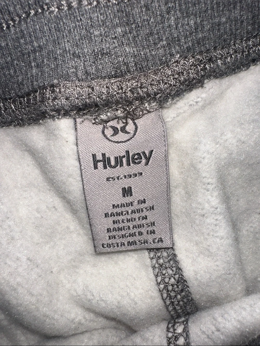 Hurley Fleece Jogger Sweatpants Gray Men’s Medium NWT Drawstring Athletic